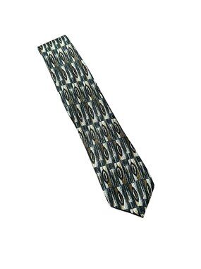 Surrey One Size Brown Black Geometric Pattern Mens Tie Minimalist Retro